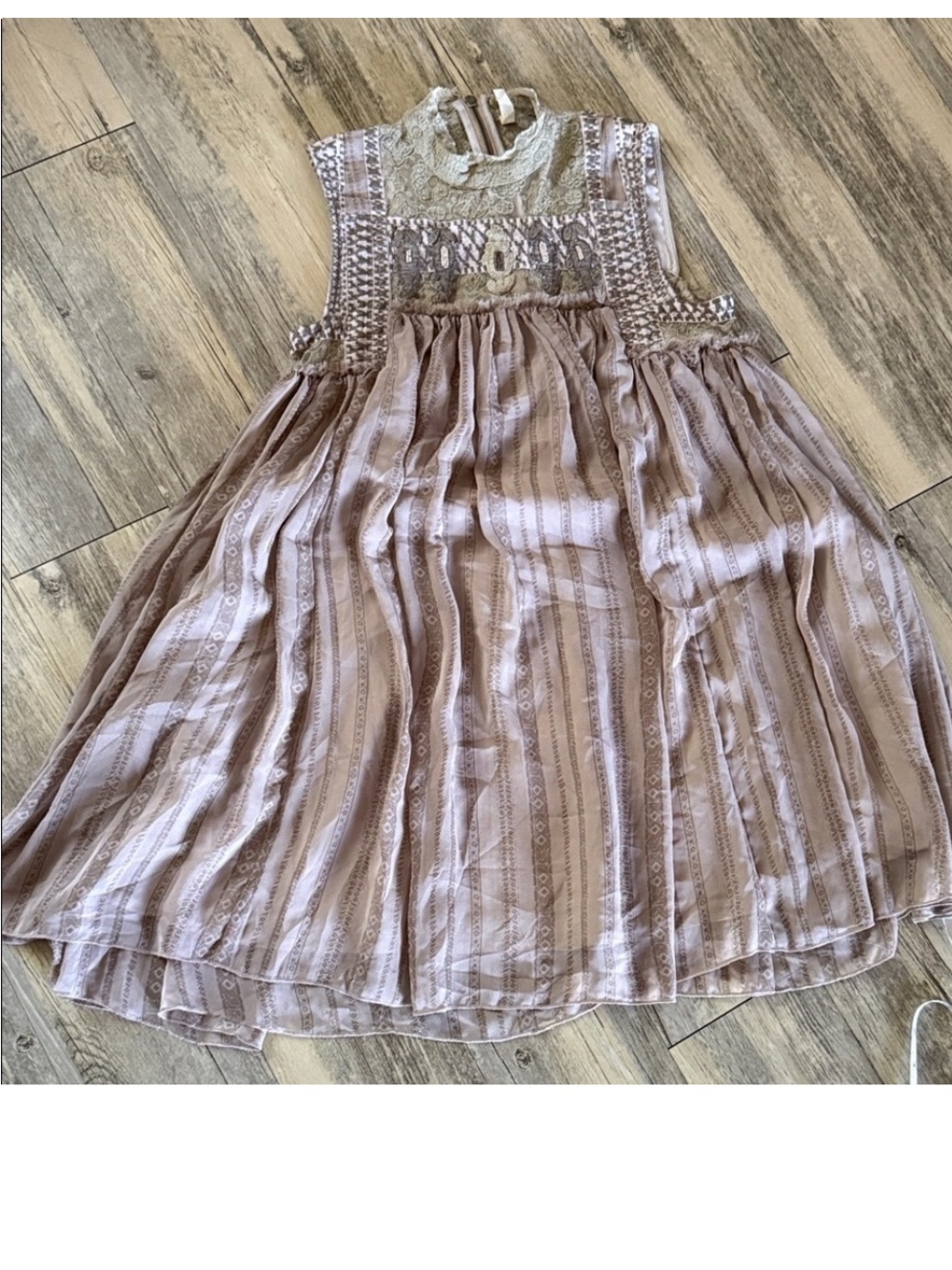 We The Free Lace & Embroidered Mini Dress in Taupe Cream - Picture 4 of 10